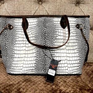 Freebird Black and White Textured Tote